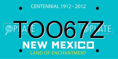 TOO67Z New Mexico License Plate