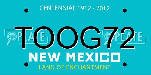 TOOG72 New Mexico License Plate