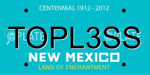 TOPL3SS New Mexico License Plate