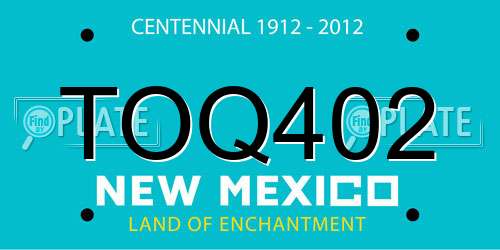 TOQ402 New Mexico License Plate