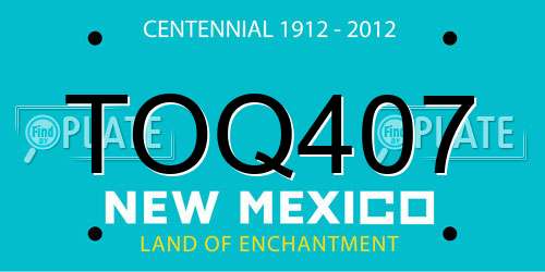 TOQ407 New Mexico License Plate