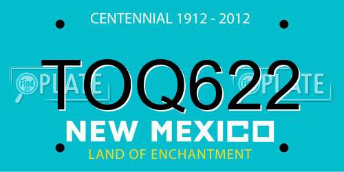 TOQ622 New Mexico License Plate