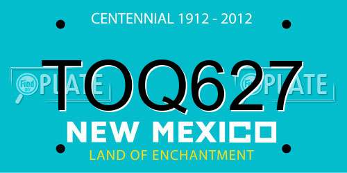 TOQ627 New Mexico License Plate