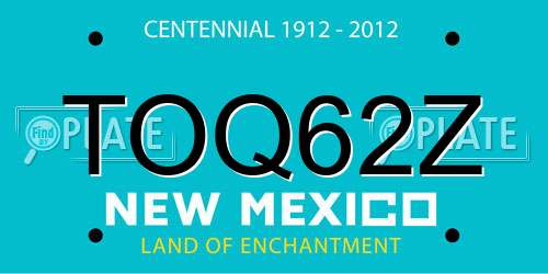 TOQ62Z New Mexico License Plate