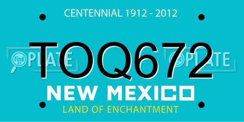 TOQ672 New Mexico License Plate