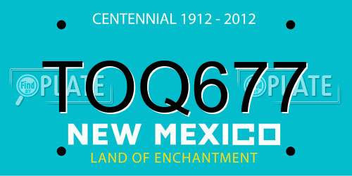 TOQ677 New Mexico License Plate