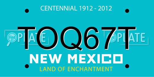 TOQ67T New Mexico License Plate
