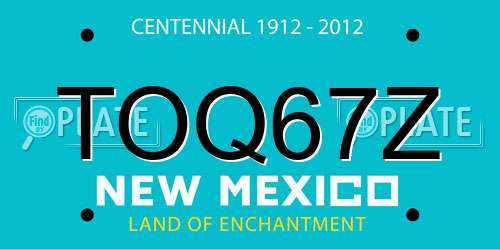 TOQ67Z New Mexico License Plate