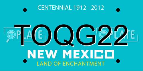 TOQG22 New Mexico License Plate