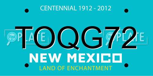 TOQG72 New Mexico License Plate