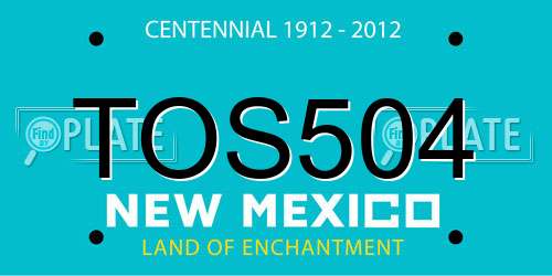 TOS504 New Mexico License Plate