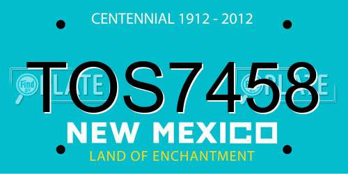 TOS7458 New Mexico License Plate