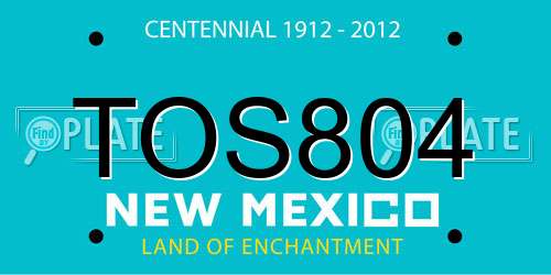 TOS804 New Mexico License Plate