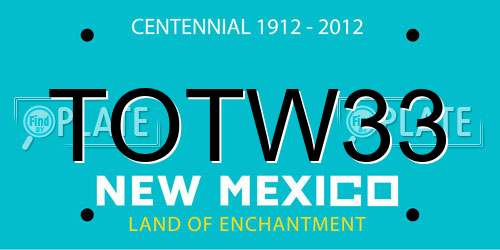 TOTW33 New Mexico License Plate