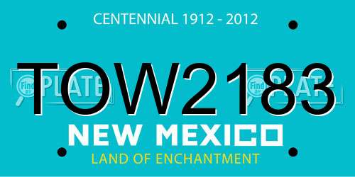 TOW2183 New Mexico License Plate