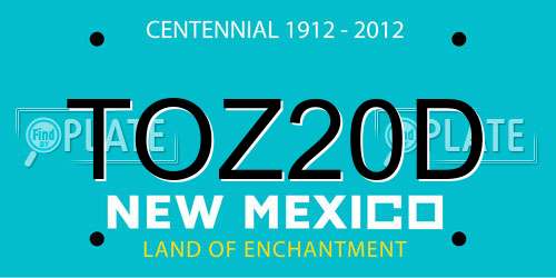 TOZ20D New Mexico License Plate