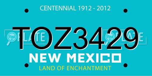 TOZ3429 New Mexico License Plate