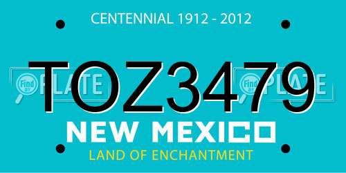 TOZ3479 New Mexico License Plate