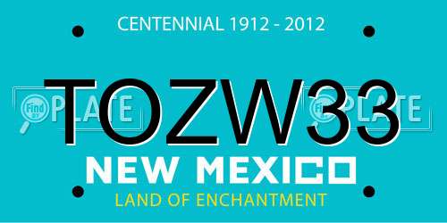 TOZW33 New Mexico License Plate