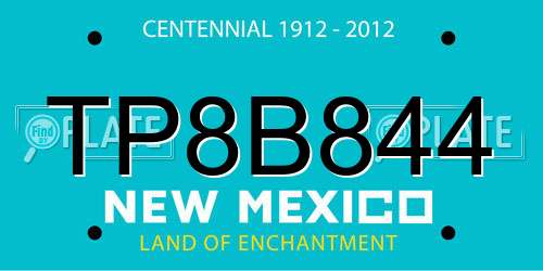 TP8B844 New Mexico License Plate