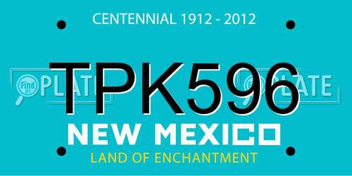 TPK596 New Mexico License Plate
