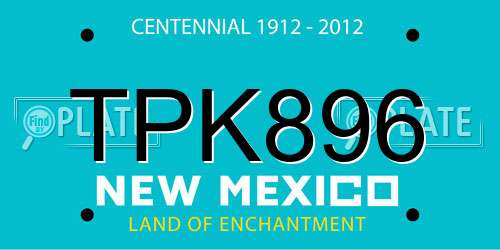 TPK896 New Mexico License Plate