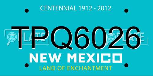 TPQ6026 New Mexico License Plate