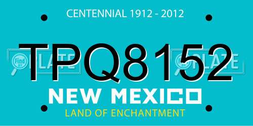 TPQ8152 New Mexico License Plate
