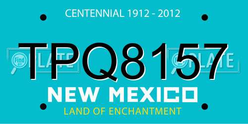 TPQ8157 New Mexico License Plate