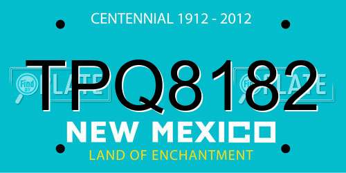 TPQ8182 New Mexico License Plate