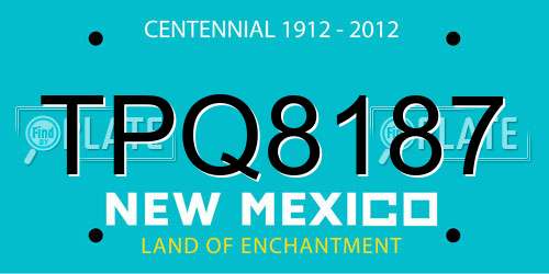 TPQ8187 New Mexico License Plate