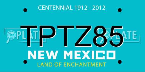 TPTZ85 New Mexico License Plate