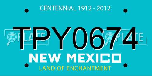 TPY0674 New Mexico License Plate