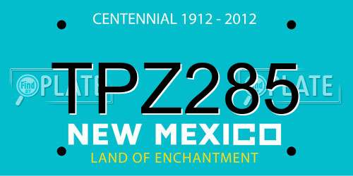 TPZ285 New Mexico License Plate