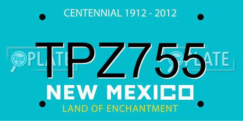 TPZ755 New Mexico License Plate