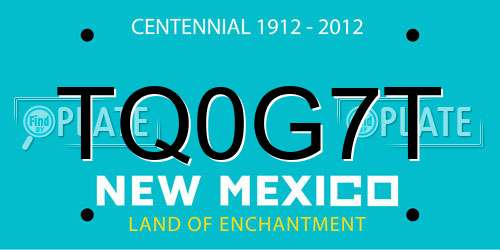 TQ0G7T New Mexico License Plate