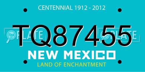 TQ87455 New Mexico License Plate
