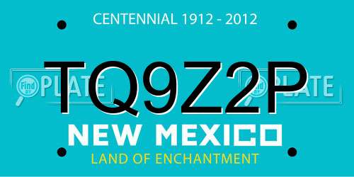 TQ9Z2P New Mexico License Plate