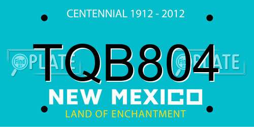 TQB804 New Mexico License Plate