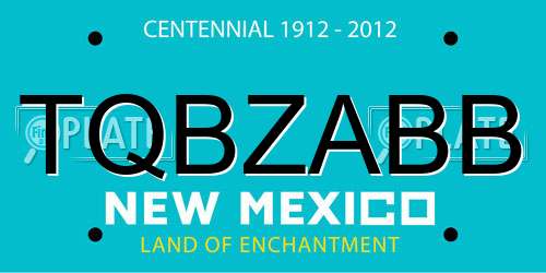 TQBZABB New Mexico License Plate