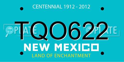 TQO622 New Mexico License Plate