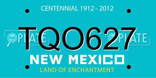 TQO627 New Mexico License Plate