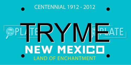 TRYME New Mexico License Plate