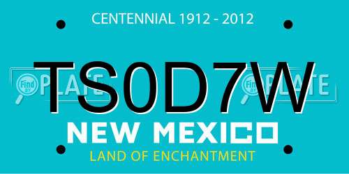 TS0D7W New Mexico License Plate