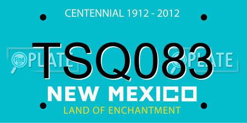 TSQ083 New Mexico License Plate