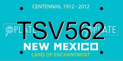 TSV562 New Mexico License Plate