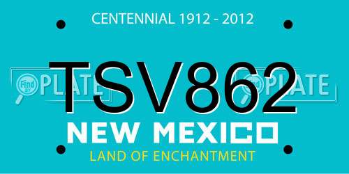 TSV862 New Mexico License Plate