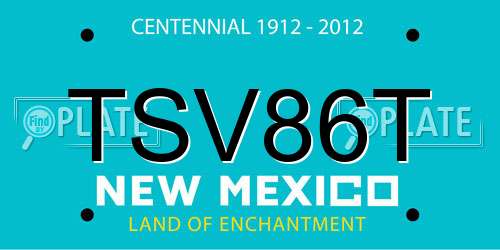 TSV86T New Mexico License Plate