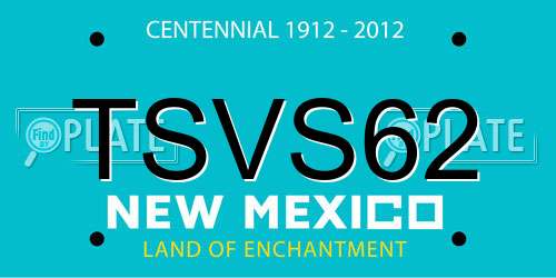 TSVS62 New Mexico License Plate
