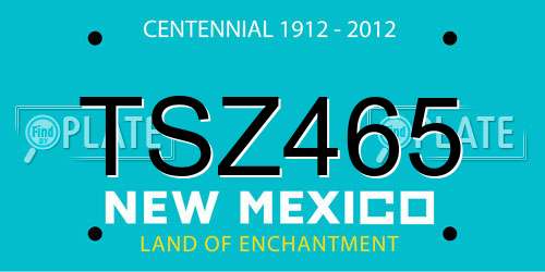 TSZ465 New Mexico License Plate